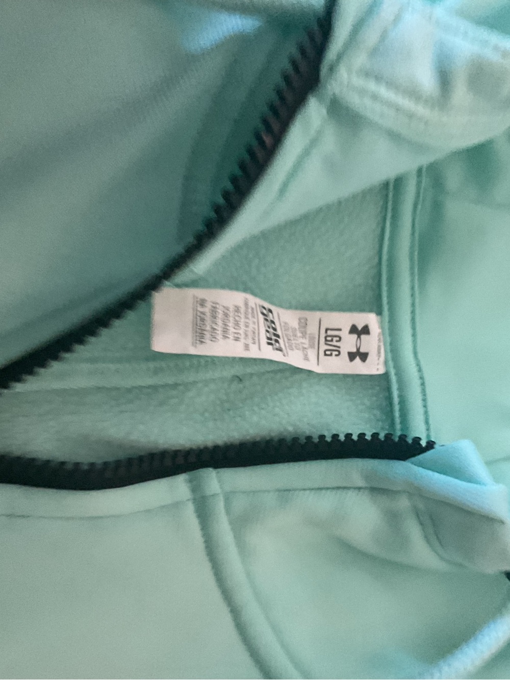 Women’s Under Armour Mint Turquoise Zip Jacket with Black Zipper Trim size L - Picture 8 of 12